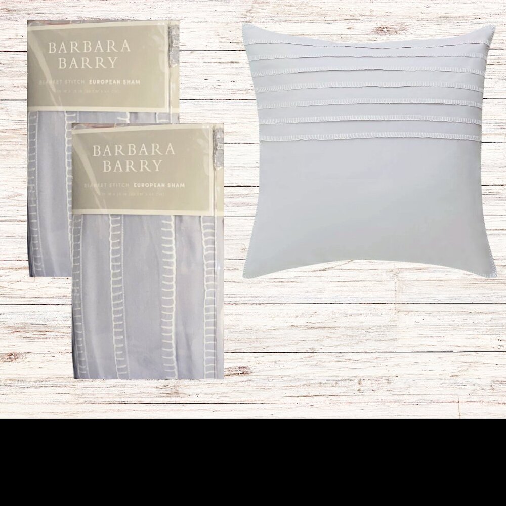 Barbara Barry Blanket Stitch Euro Sham Set of 2 in Slate 26 in x 26 in